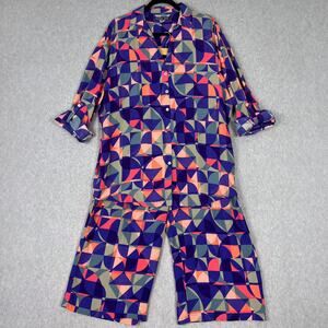 Mister Zimi Tamarind Button Up Top Wide Leg Pant 2 Piece Set Size Large/12